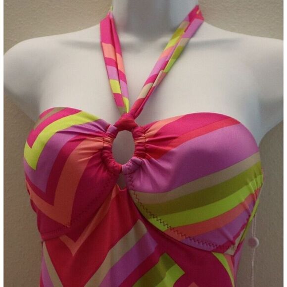 Trina Turk 3401225 Women's Sz 8 Multi Waltz Bandeau One-Piece Swimsuit $162+ - Picture 9 of 12